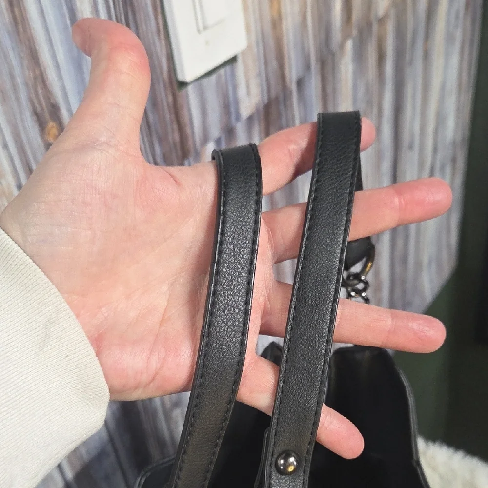 bebe Black Hobo Bag with Chain Accents - Picture 7 of 7